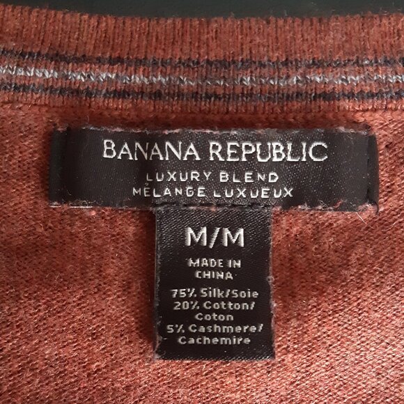 Banana Republic SZ M Luxury Blend Burnt Orange V-Neck Men's Sweater - Picture 3 of 12